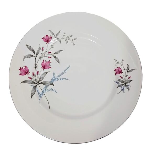 Royal Monarch China Dinner Plate Fern Valley Holland Platinum Replacement MCM - Picture 1 of 15